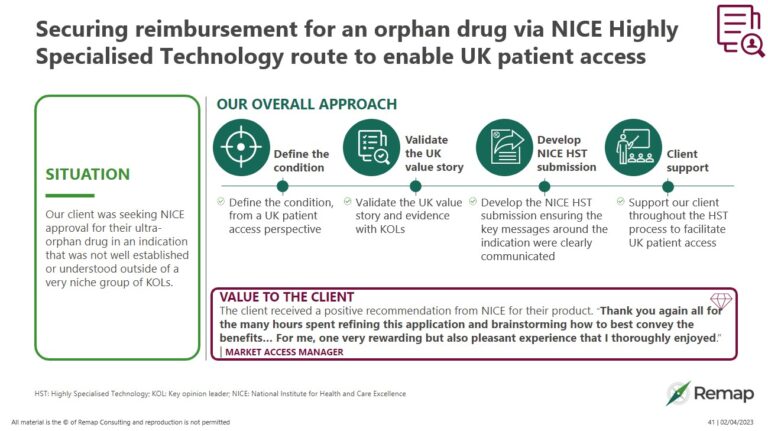 Securing reimbursement for an orphan drug via NICE highly specialised ...